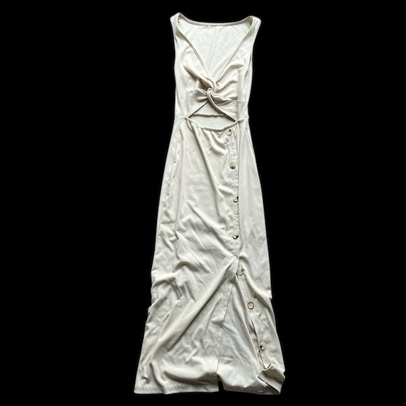 Nude Cutout Knotted Midi Dress size Large - Picture 2 of 5